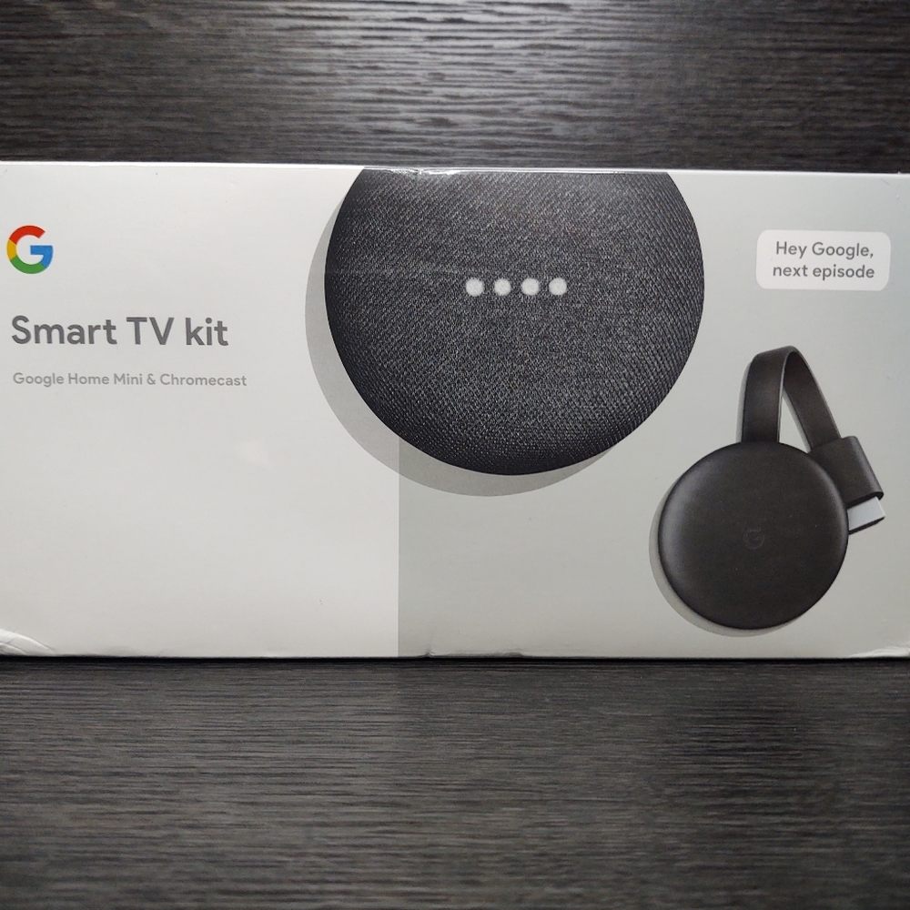 Google Smart TV Kit with Google Home Mini & Chromecast Charcoal | Brand New